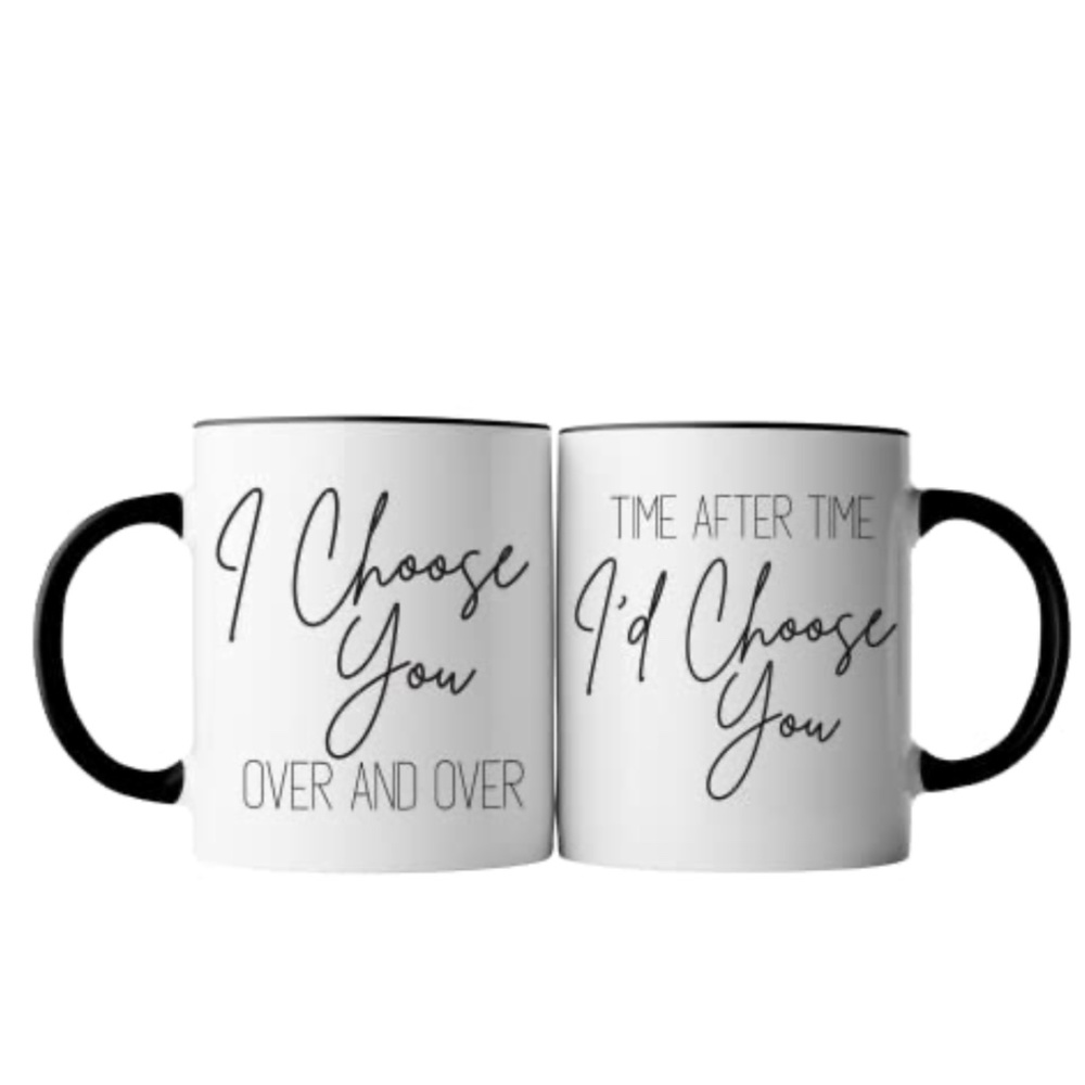 I Choose You Mr and Mrs Coffee Mugs Set - Anniversary Mug Gift for Husband, Wife